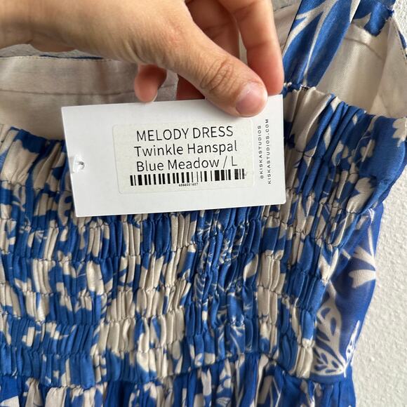 Twinkle Hanspal Melody Dress Blue Georgette Printed Meadow Square Neck - Picture 6 of 8